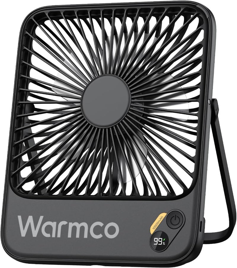 Warmco 10000mAh Portable Travel Fan 7-inch, Max 24H Runtime, Ultra-thin Quiet Rechargeable Battery Operated Desk Fan with Digital Display for Camping, Office, Bedroom, Cruise Essentials - Image 1